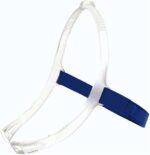 Clear plastic headgear with a blue strap, designed for use with a medical or respiratory mask.
