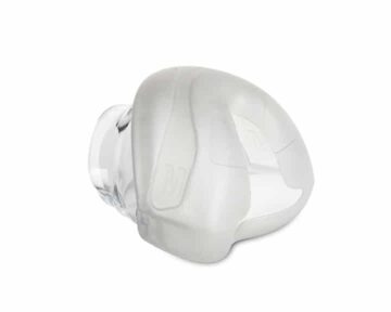 A translucent, dome-shaped earbud tip with a clear base on a white background.