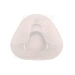 Transparent silicone nasal mask cushion, viewed from the front, with a circular opening in the center.