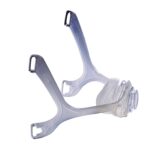 Clear plastic nasal mask frame with three support arms and a cushion, designed for respiratory use.