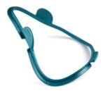 Teal plastic frame for a face mask, shaped to fit over the nose and mouth.