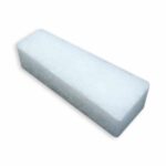 A rectangular white pumice stone block on a white background.