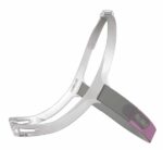 A gray and pink ResMed mask headgear frame designed for use with sleep apnea therapy devices.