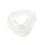 Clear silicone mask cushion, triangular in shape, designed for a CPAP or respiratory face mask.