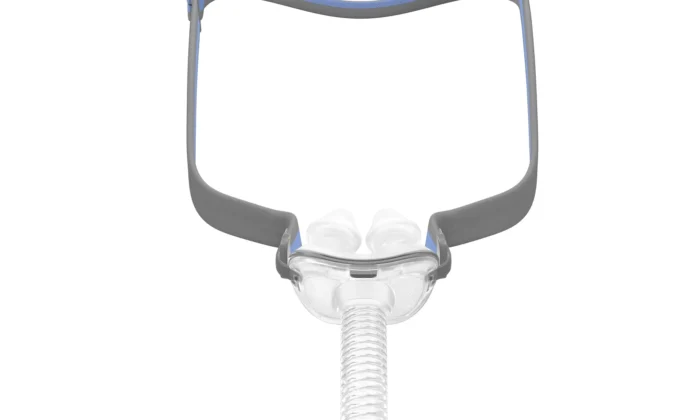 ResMed AirFit P10 Nasal Pillow CPAP Mask with headgear and flexible tubing.