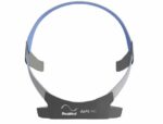 Gray and blue ResMed AirFit P10 CPAP mask headgear, displayed against a white background.