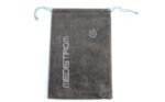 Gray drawstring pouch with "MEDISTRON" and a circular medical symbol printed in white on the front.