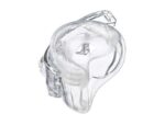 Clear plastic nasal mask cushion for a CPAP machine, viewed from above on a white background.