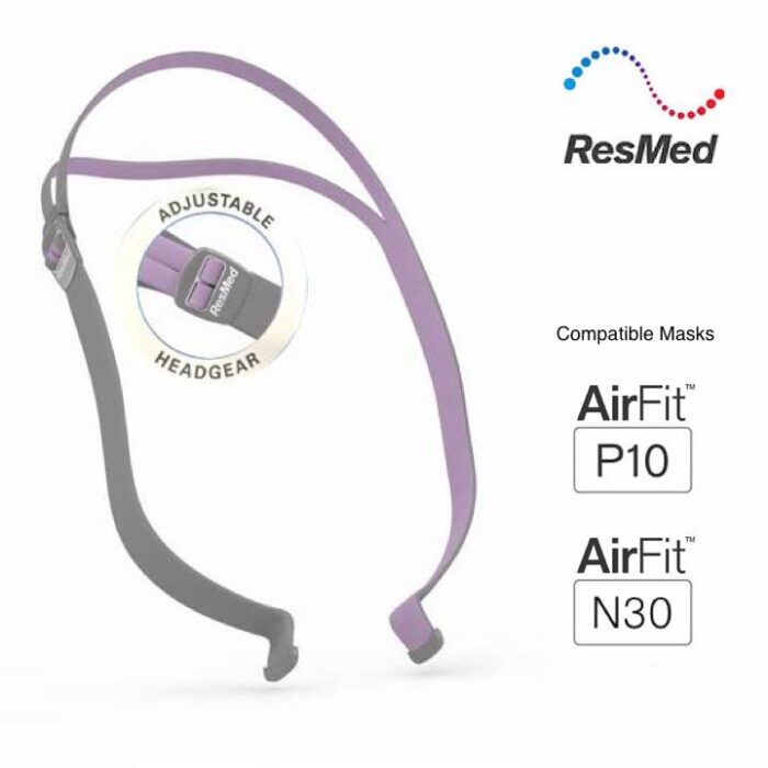 Adjustable headgear for ResMed AirFit P10 For Her Nasal Pillow CPAP Mask (Fit Pack) and AirFit N30 masks by ResMed.