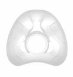 A white silicone CPAP nasal mask cushion shown from the front on a plain background.