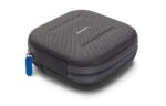 A black, square Philips zippered carrying case with a blue zipper pull.