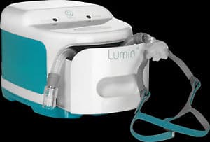 The Lumin UVC Sanitizing System (Mask & Accessories Cleaner) is sitting on a black background.