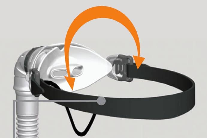 An illustration of a Fisher & Paykel Oracle 452 Oral CPAP Mask (Fit Pack) with an arrow pointing to it.