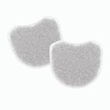 Two grey foam pads on a white background, used as ResMed AirMini Travel CPAP Mask Filters (4 Pack).