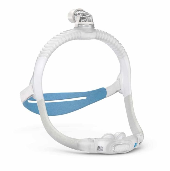 A ResMed AirFit P30i Nasal Pillow CPAP Mask on a white background.