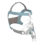 A blue and grey Fisher & Paykel Vitera Full Face CPAP Mask on a white background.