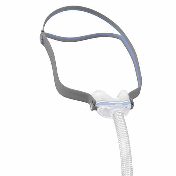 ResMed AirFit N30 Nasal CPAP Mask (Fit Pack) with a blue hose attached.