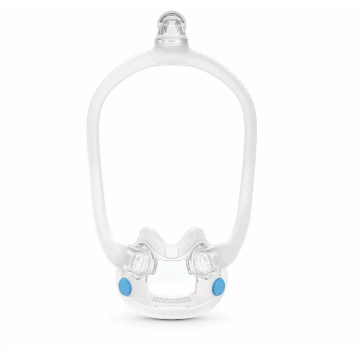 A white ResMed AirFit F30i Full Face CPAP Mask on a white background.
