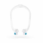 A pair of headphones with blue dots on the ResMed AirFit F30i Full Face CPAP Mask Frame.