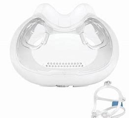 A clear plastic mask with a blue light on it for ResMed AirFit F30i Full Face CPAP Mask Cushion.