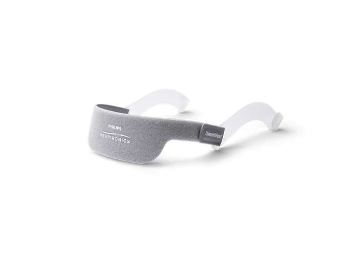 A Respironics Dreamwear Nasal CPAP Mask Headgear with Arms on a white background.