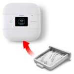 An air purifier with an attached Respironics Dreamstation Go Washable/Reusable CPAP Filter (2 Pack) for Respironics Dreamstation Go.