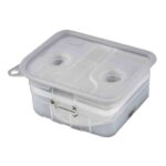 A plastic container with two lids and a Fisher & Paykel Sleepstyle Chamber Seal replacement for the sleepstyle humidifier chamber.