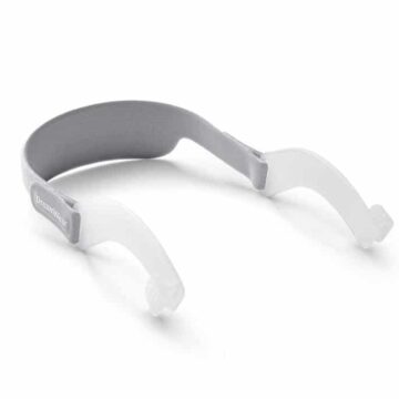 A pair of Respironics Dreamwear Nasal CPAP Mask Headgear with Arms on a white surface with arms.