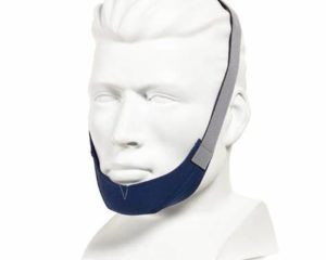 A mannequin wearing a ResMed Sullivan Chin Strap.