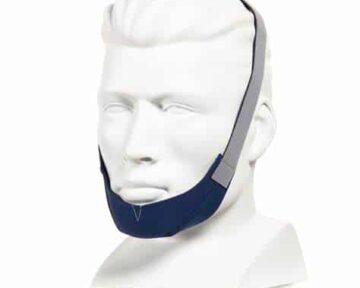 A mannequin wearing a ResMed Sullivan Chin Strap.