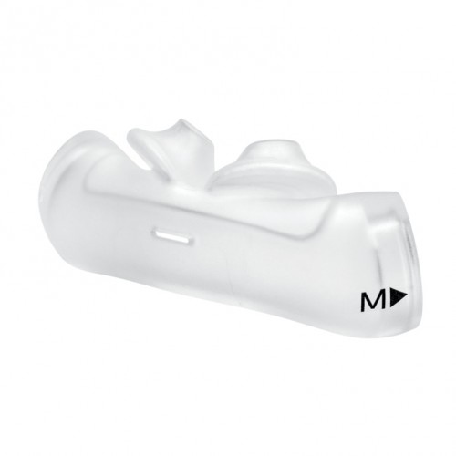A Respironics Dreamwear Silicone Nasal Pillow CPAP Mask Cushion with a clear plastic container.