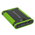 The Expion48PRO Back Up Power Supply in green and black includes a digital display that shows "56" and offers various ports on the side, providing dependable portable power wherever you are.