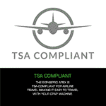 The plane icon featuring the text "TSA Compliant" indicates that traveling with a CPAP machine is hassle-free, especially when combined with the Expion48PRO Back Up Power Supply, which ensures reliable and uninterrupted functionality wherever you are.