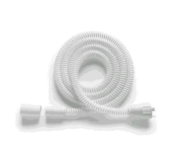 A Phillips Respironics Micro-Flexible Heated 12mm Tubing on a white surface for the Dreamstation2.