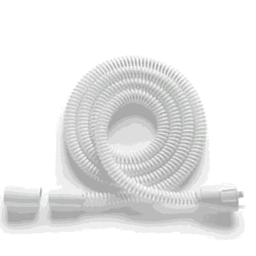 A Phillips Respironics Micro-Flexible Heated 12mm Tubing on a white surface for the Dreamstation2.
