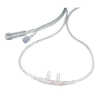 A Salter Labs, Adult Demand Cannula w/7' Tubing (1 each) with two wires attached to it, resembling an oxygen cannula.