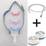 A picture of a Res Med AirMini N30 Mask & Set Up Pack with a hose attached.