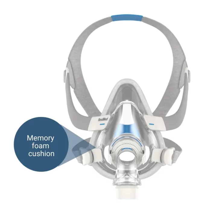 An image of the ResMed AirTouch F20 Full Face CPAP Mask with a memory cushion.