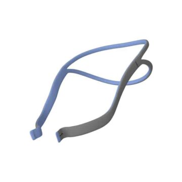 A flexible, blue and gray minimalist eyeglass frame with no lenses, reminiscent of the sleek design of ResMed AirFit P10 Nasal Pillow CPAP Mask Original Headgear (Non-Adjustable).