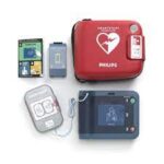 A Philips HeartStart FRx AED kit with an eff device and other items.