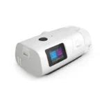 The white ResMed AirCurve 11 Bi-Level VAuto Machine with HumidAir Humidifier features a digital display and a clear water chamber.