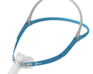 Fisher & Paykel Nova Micro Nasal Pillow CPAP Mask (Fit Pack) with headgear and flexible tubing on a white background.