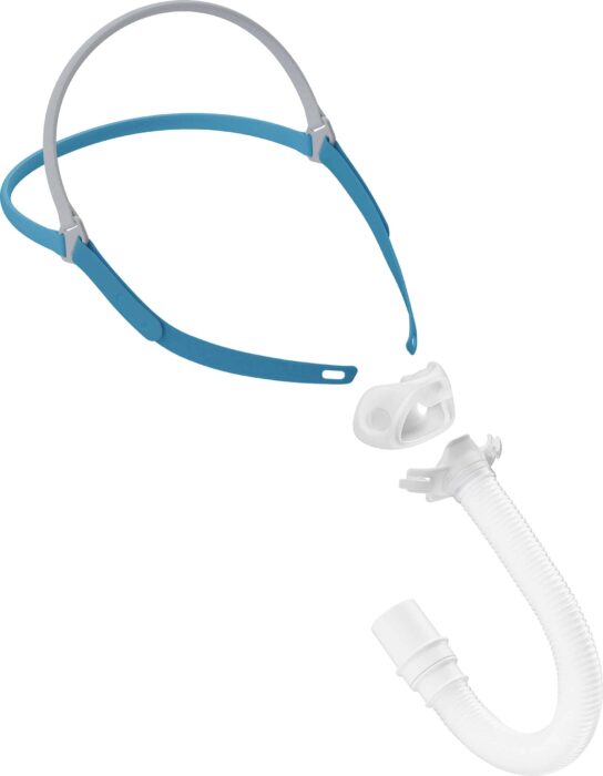 Fisher & Paykel Nova Micro Nasal Pillow CPAP Mask (Fit Pack) with a flexible tube and headgear, designed for sleep apnea treatment.