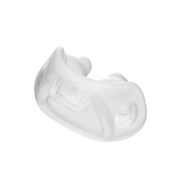 A white, Fisher & Paykel Nova Micro Nasal Pillow CPAP Mask (Fit Pack) isolated on a white background.