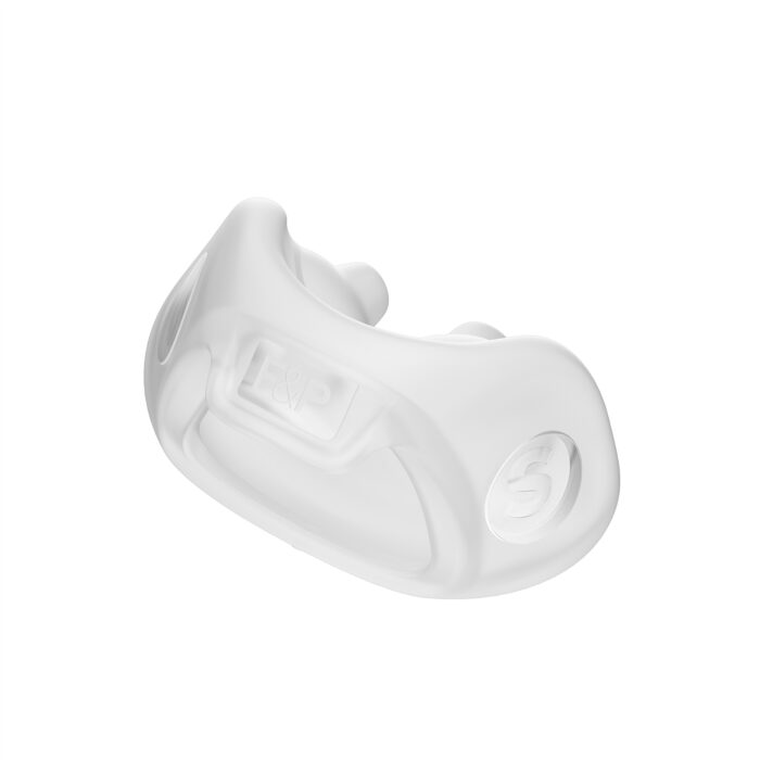 A white mouthguard with the logo "sisu" imprinted, set against a plain white background featuring a Fisher & Paykel Nova Micro Nasal Pillow CPAP Mask (Fit Pack).