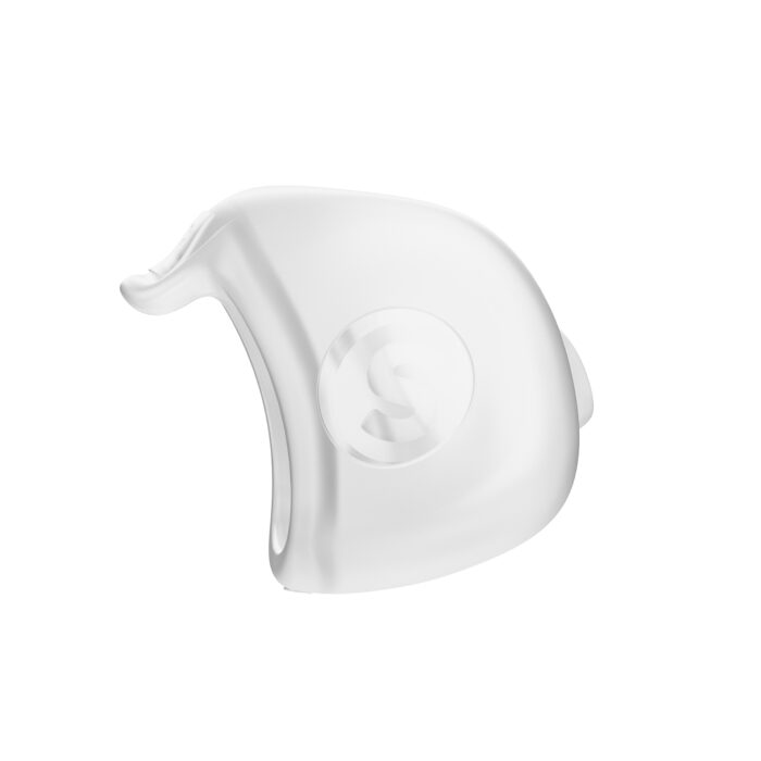 Sentence with Product Name: Fisher & Paykel Nova Micro Nasal Pillow CPAP Mask (Fit Pack) shaped like an elephant, viewed from the side, isolated on a white background.