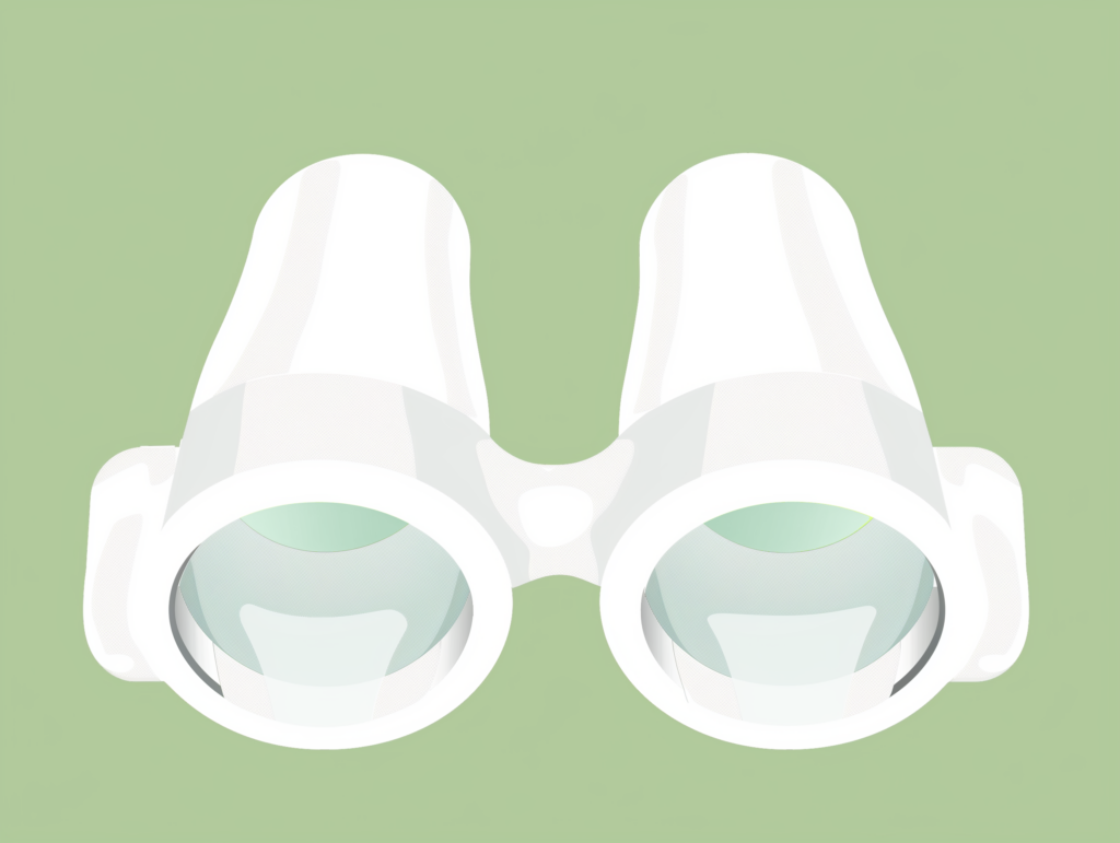 Illustration of white binoculars with a green background, subtly hinting at innovative CPAP solutions.