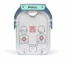 AED pad placement guide illustrating where to place HeartStart Onsite/Home Replacement Adult SMART Pads (1 Pair) (Copy) on the front of an adult or child's chest. Ideal for both home and HeartStart Onsite use.