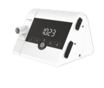 A triangular white digital device, the Lowenstein prismaSMART CPAP/APAP Machine & prismaAQUA Humidifier with 19mm Standard Tubing, displays "10:29" on a screen surrounded by various control buttons and side slots.