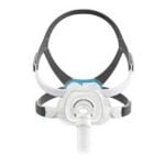 A ResMed AirFit F40 Full Face CPAP Mask, with headgear, straps, and a nasal interface for sleep apnea therapy, isolated on a white background.